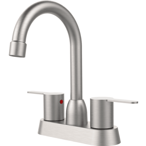 2 Handles Bathroom Sink Faucet, Brushed Nickel Centerset RV Bathroom Faucets For 2 3 Hole